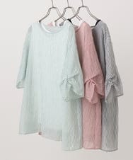 OLBFA23099 eur3(エウルキューブ) 【大きいサイズ】シアーストライプタンクトップセット ライトグリーン(30)