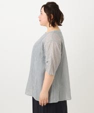 OLBFA23099 eur3(エウルキューブ) 【大きいサイズ】シアーストライプタンクトップセット ライトグレー(91)