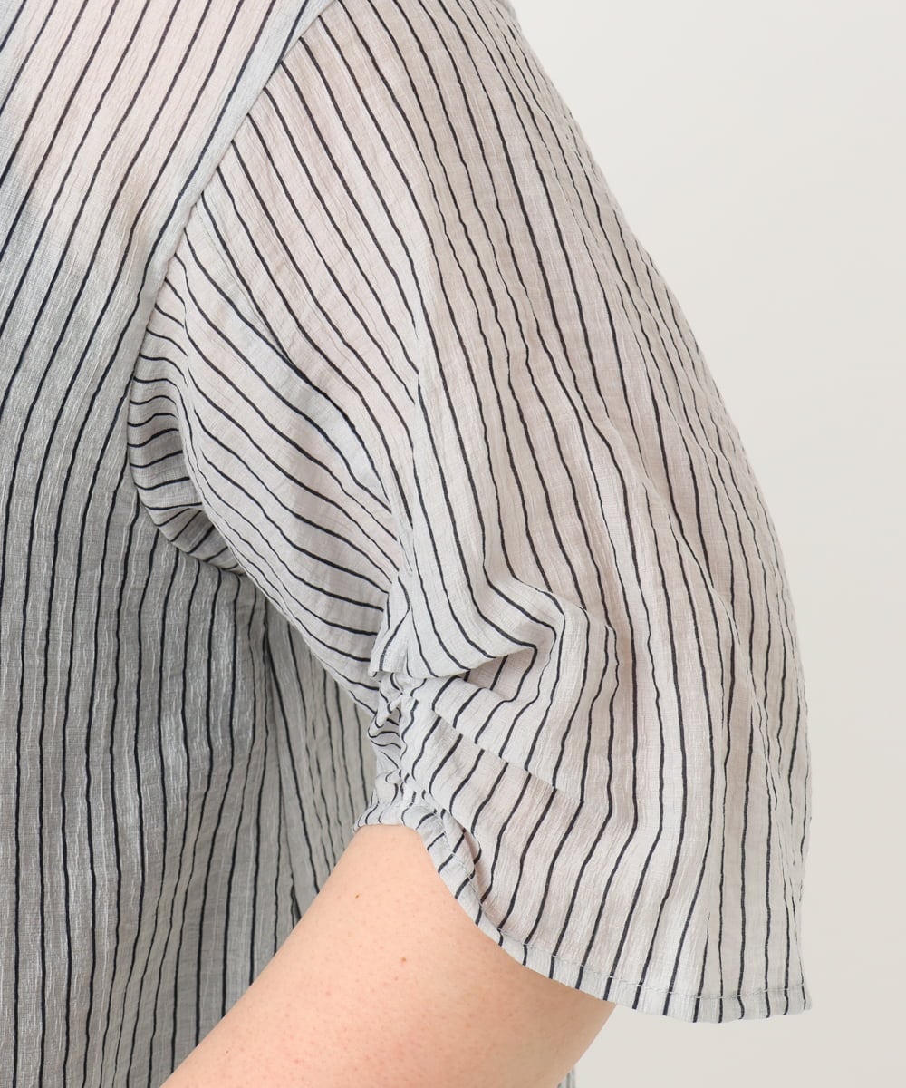 OLBFA23099 eur3(エウルキューブ) 【大きいサイズ】シアーストライプタンクトップセット ライトグレー(91)