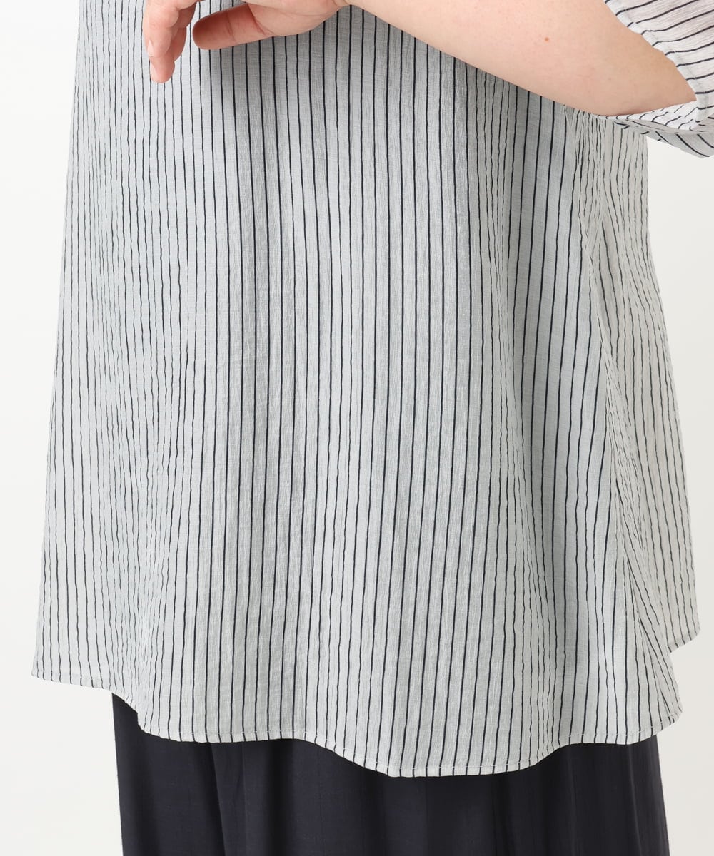 OLBFA23099 eur3(エウルキューブ) 【大きいサイズ】シアーストライプタンクトップセット ライトグレー(91)