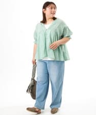 OLBFD03089 eur3(エウルキューブ) 【大きいサイズ】ピンタックコットンブラウス ライトブルー