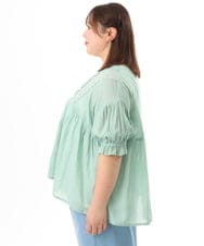 OLBFD03089 eur3(エウルキューブ) 【大きいサイズ】ピンタックコットンブラウス ライトブルー