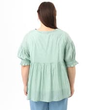 OLBFD03089 eur3(エウルキューブ) 【大きいサイズ】ピンタックコットンブラウス ライトブルー