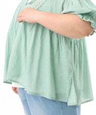 OLBFD03089 eur3(エウルキューブ) 【大きいサイズ】ピンタックコットンブラウス ライトブルー