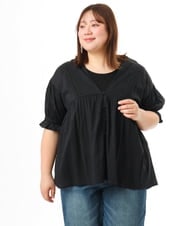OLBFD03089 eur3(エウルキューブ) 【大きいサイズ】ピンタックコットンブラウス ブラック