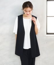 OLBFD23089 eur3(エウルキューブ) 【WEB先行販売】【大きいサイズ/11号サイズあり】フレアハーフスリーブブラウス ホワイト(無地）