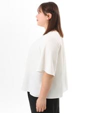 OLBFD23089 eur3(エウルキューブ) 【WEB先行販売】【大きいサイズ/11号サイズあり】フレアハーフスリーブブラウス ホワイト(無地）