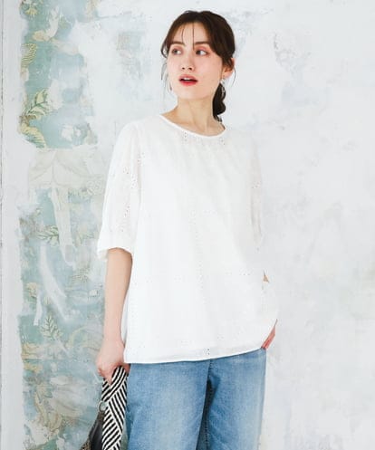 OLBFD24099  【WEB先行販売】【大きいサイズ】エンブロイダリーブラウス