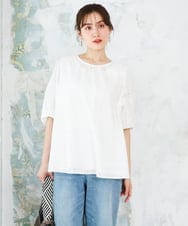 OLBFD24099 eur3(エウルキューブ) 【WEB先行販売】【大きいサイズ】エンブロイダリーブラウス ホワイト