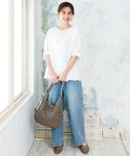 OLBFD24099 eur3(エウルキューブ) 【WEB先行販売】【大きいサイズ】エンブロイダリーブラウス ホワイト