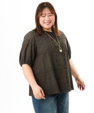 OLBFD24099 eur3(エウルキューブ) 【WEB先行販売】【大きいサイズ】エンブロイダリーブラウス ダークグレー