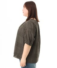 OLBFD24099 eur3(エウルキューブ) 【WEB先行販売】【大きいサイズ】エンブロイダリーブラウス ダークグレー