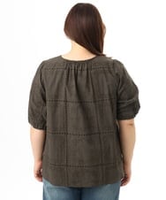 OLBFD24099 eur3(エウルキューブ) 【WEB先行販売】【大きいサイズ】エンブロイダリーブラウス ダークグレー