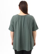 OLBFD25099 eur3(エウルキューブ) 【大きいサイズ】ぽこぽこフレアブラウス グリーン