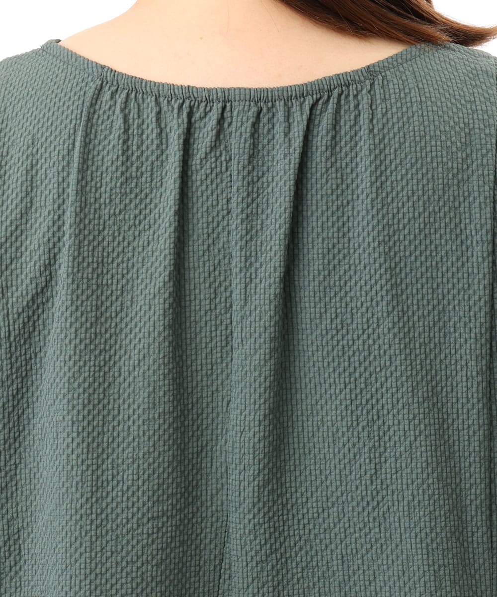 OLBFD25099 eur3(エウルキューブ) 【大きいサイズ】ぽこぽこフレアブラウス グリーン