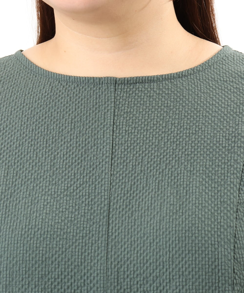 OLBFD25099 eur3(エウルキューブ) 【大きいサイズ】ぽこぽこフレアブラウス グリーン