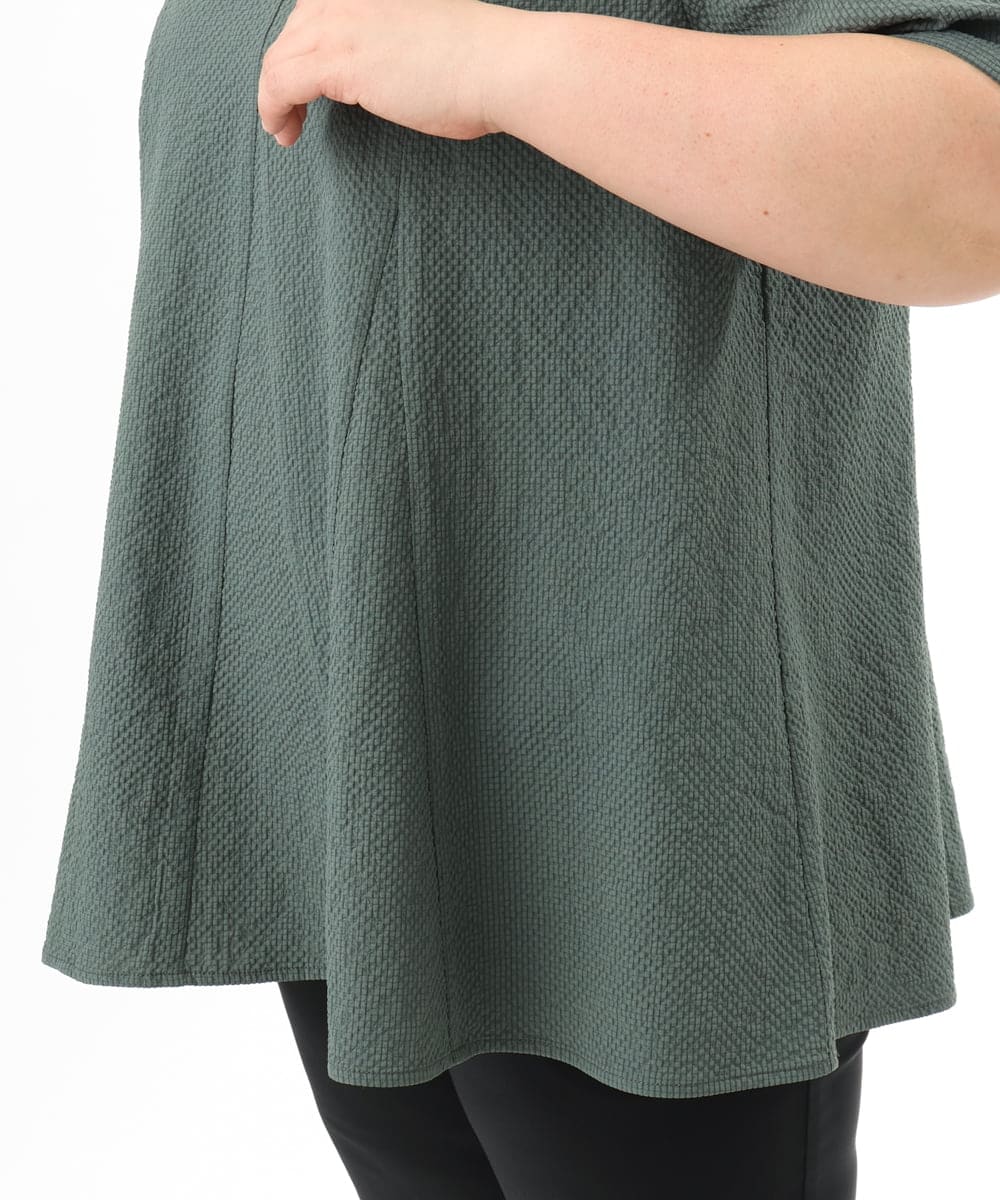 OLBFD25099 eur3(エウルキューブ) 【大きいサイズ】ぽこぽこフレアブラウス グリーン