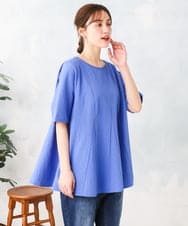 OLBFD25099 eur3(エウルキューブ) 【大きいサイズ】ぽこぽこフレアブラウス ブルー