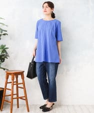 OLBFD25099 eur3(エウルキューブ) 【大きいサイズ】ぽこぽこフレアブラウス ブルー