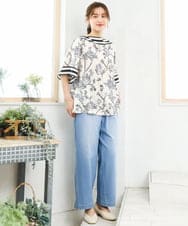 OLBFD27089 eur3(エウルキューブ) 【WEB先行販売】【大きいサイズ】スカーフプリントブラウス アイボリー