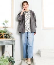 OLBFD27089 eur3(エウルキューブ) 【WEB先行販売】【大きいサイズ】スカーフプリントブラウス アイボリー