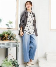 OLBFD27089 eur3(エウルキューブ) 【大きいサイズ】スカーフプリントブラウス アイボリー