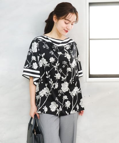 OLBFD27089 eur3 【WEB先行販売】【大きいサイズ】スカーフプリントブラウス