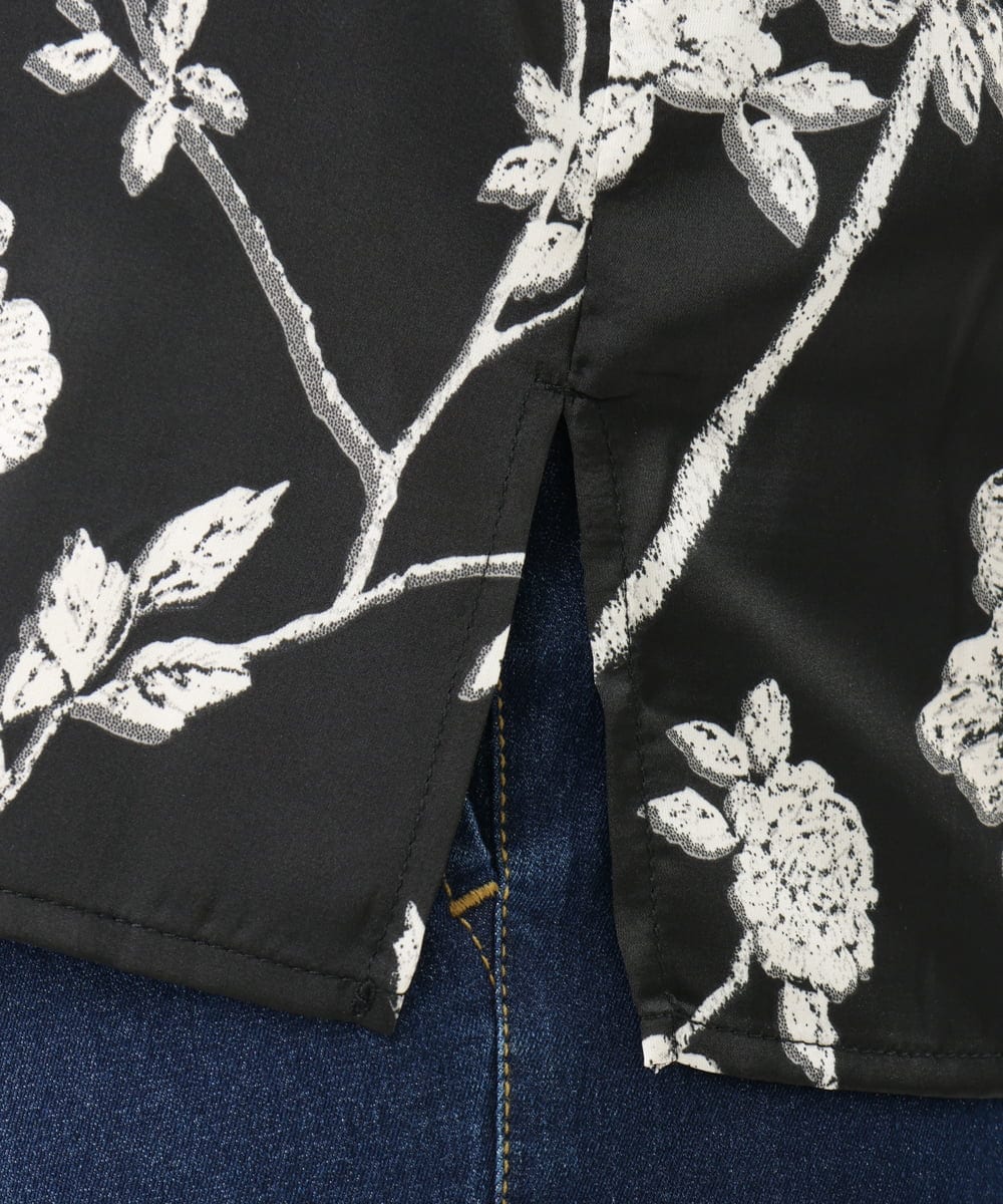 OLBFD27089 eur3(エウルキューブ) 【WEB先行販売】【大きいサイズ】スカーフプリントブラウス ブラック