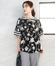 OLBFD27089 eur3(エウルキューブ) 【WEB先行販売】【大きいサイズ】スカーフプリントブラウス ブラック