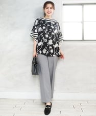 OLBFD27089 eur3(エウルキューブ) 【WEB先行販売】【大きいサイズ】スカーフプリントブラウス ブラック