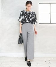 OLBFD27089 eur3(エウルキューブ) 【WEB先行販売】【大きいサイズ】スカーフプリントブラウス ブラック