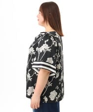 OLBFD27089 eur3(エウルキューブ) 【WEB先行販売】【大きいサイズ】スカーフプリントブラウス ブラック