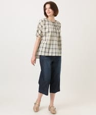 OLBFD36099 eur3(エウルキューブ) 【大きいサイズ】コットンチェックブラウス ホワイト