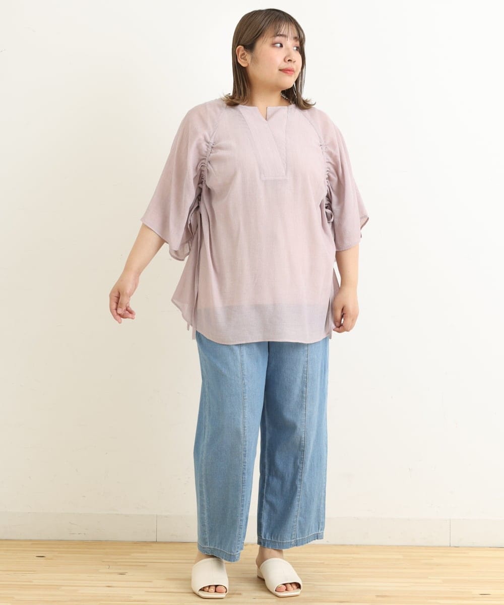 OLBFP12080 eur3(エウルキューブ) 【大きいサイズ/11号サイズあり】ドロストディティールポンチョブラウス ピンク(03)