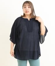 OLBFP12080 eur3(エウルキューブ) 【大きいサイズ/11号サイズあり】ドロストディティールポンチョブラウス ネイビー(57)