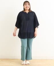 OLBFP12080 eur3(エウルキューブ) 【大きいサイズ/11号サイズあり】ドロストディティールポンチョブラウス ネイビー(57)