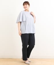 OLBFS10080 eur3(エウルキューブ) 【大きいサイズ】フレアスリーブストライプブラウス ライトグレー(91)