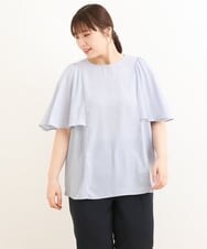 OLBFS10080 eur3(エウルキューブ) 【大きいサイズ】フレアスリーブストライプブラウス ライトグレー(91)