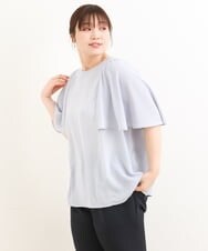 OLBFS10080 eur3(エウルキューブ) 【大きいサイズ】フレアスリーブストライプブラウス ライトグレー(91)