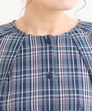OLBFS11080 eur3(エウルキューブ) 【大きいサイズ/11号サイズあり】バックタックチェック柄ブラウス ネイビー(57)