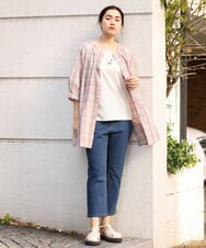 OLBFS11080 eur3(エウルキューブ) 【大きいサイズ/11号サイズあり】バックタックチェック柄ブラウス ベージュ(82)