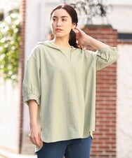 OLBFS12090 eur3(エウルキューブ) 【大きいサイズ】パフスリーブフーディブラウス カーキ(36)
