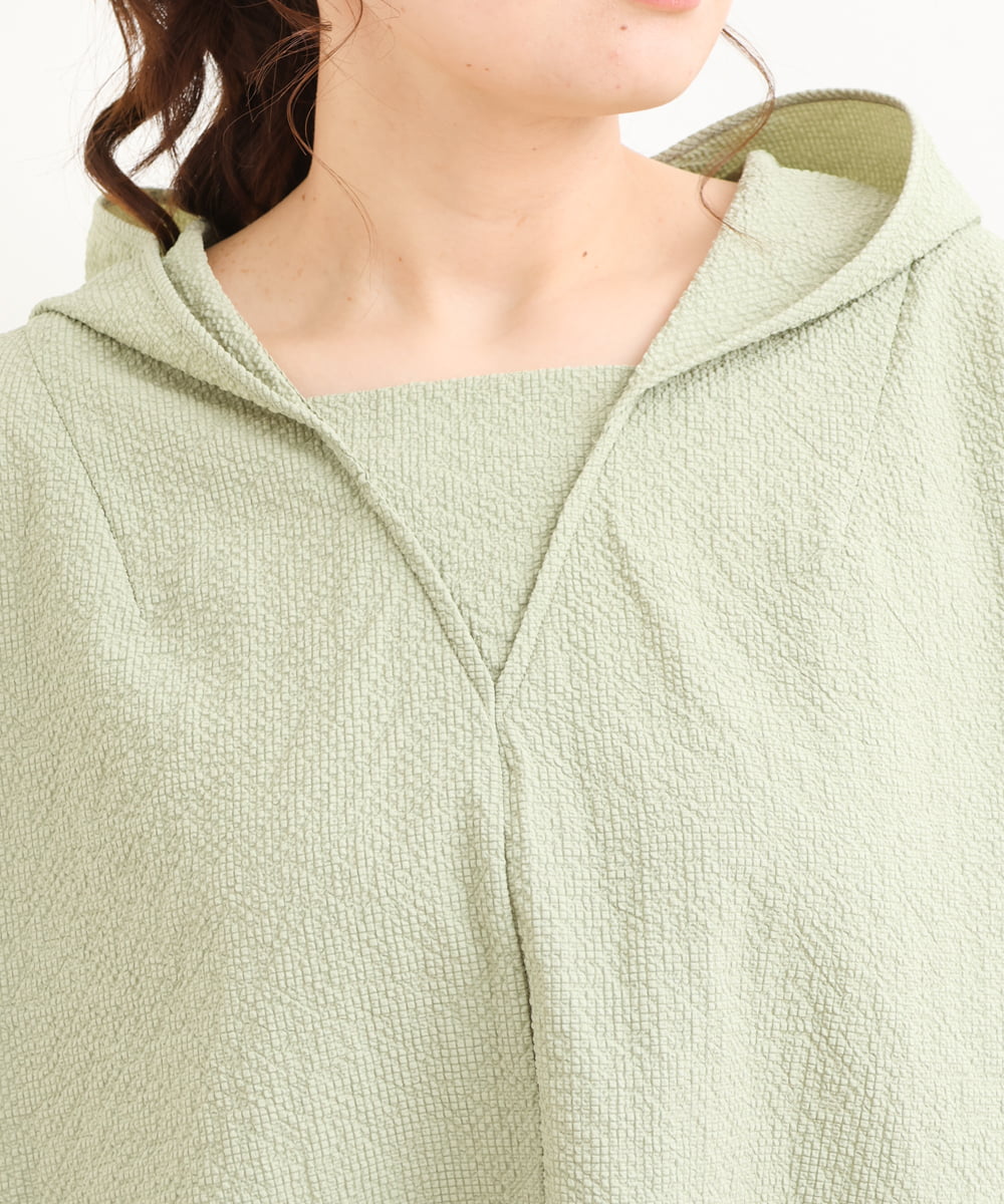 OLBFS12090 eur3(エウルキューブ) 【大きいサイズ】パフスリーブフーディブラウス カーキ(36)