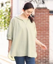 OLBFS12090 eur3(エウルキューブ) 【大きいサイズ】パフスリーブフーディブラウス カーキ(36)