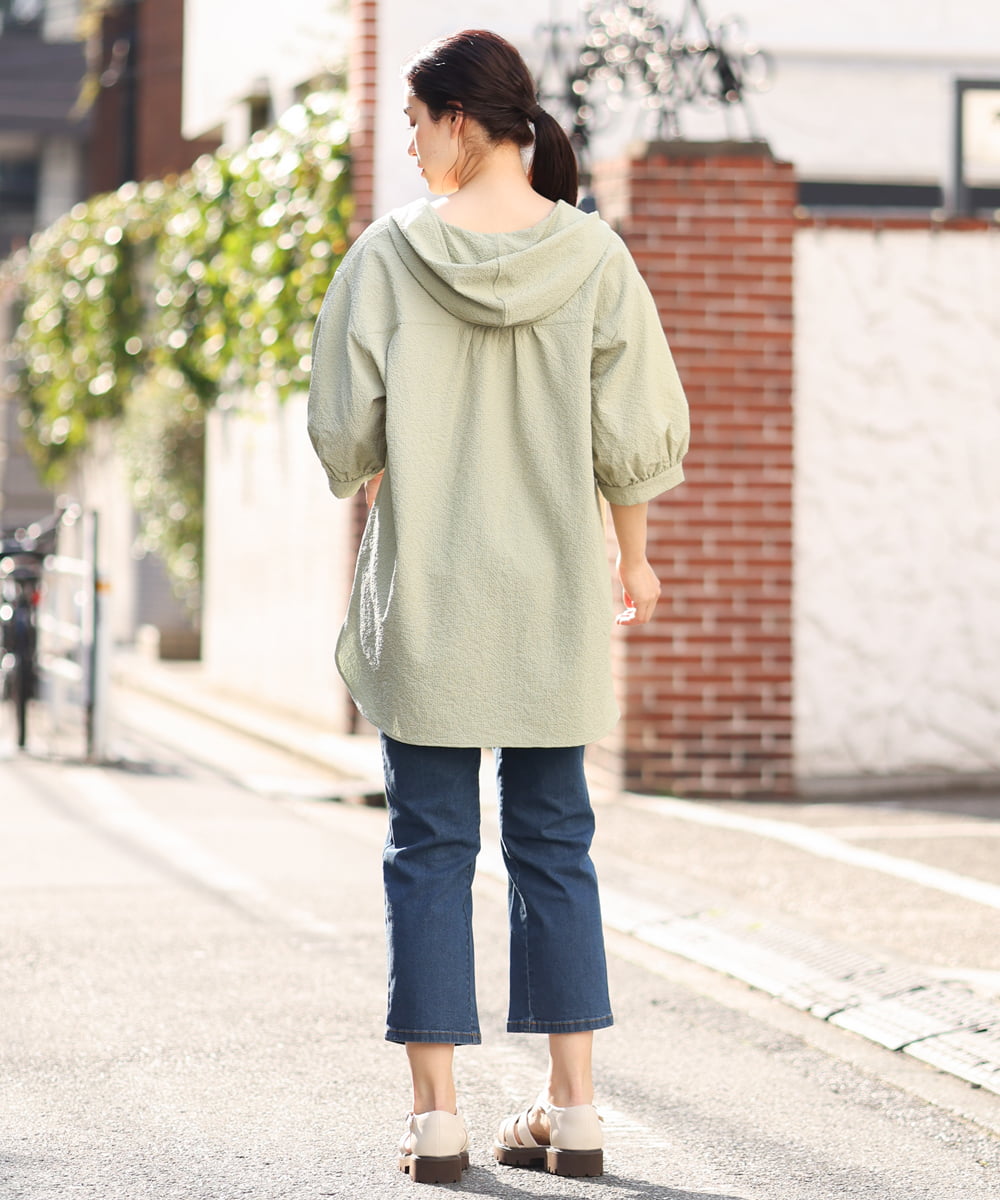 OLBFS12090 eur3(エウルキューブ) 【大きいサイズ】パフスリーブフーディブラウス カーキ(36)