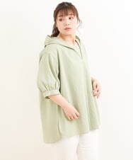 OLBFS12090 eur3(エウルキューブ) 【大きいサイズ】パフスリーブフーディブラウス カーキ(36)