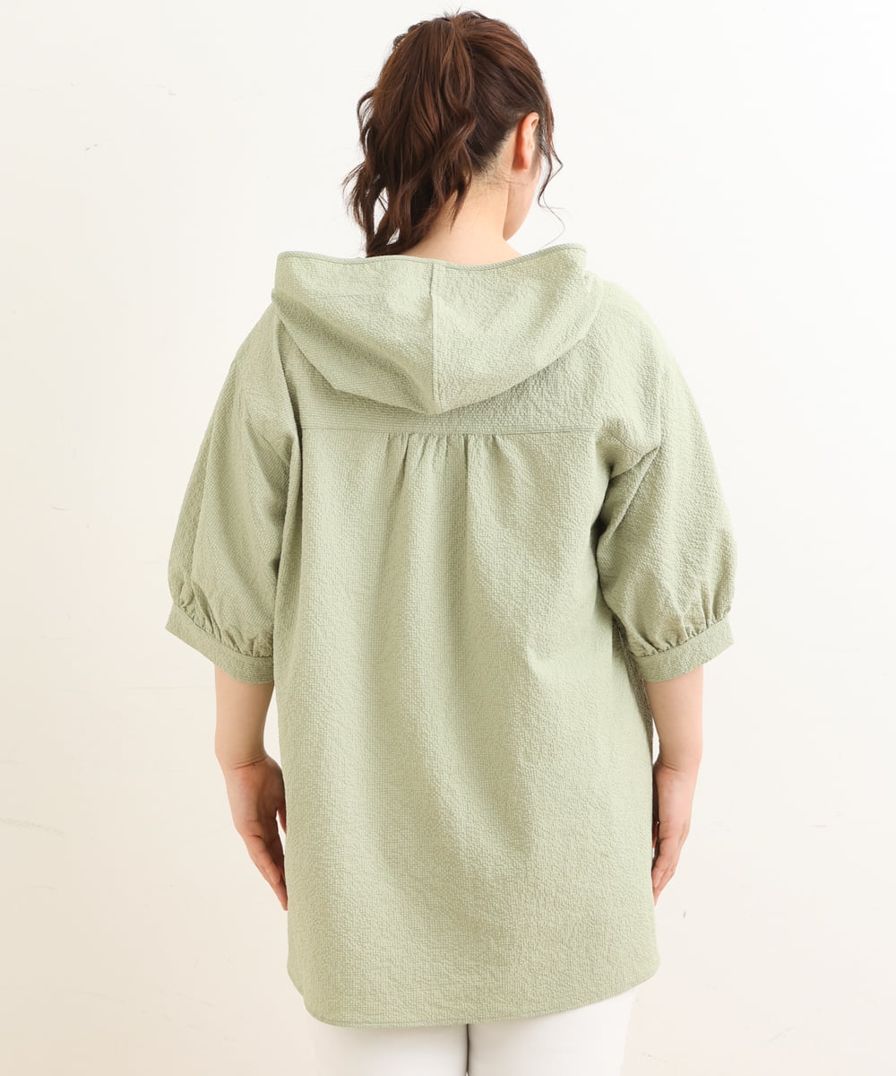 OLBFS12090 eur3(エウルキューブ) 【大きいサイズ】パフスリーブフーディブラウス カーキ(36)