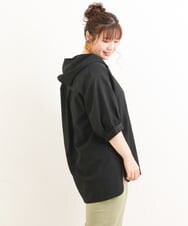 OLBFS12090 eur3(エウルキューブ) 【大きいサイズ】パフスリーブフーディブラウス ブラック(94)