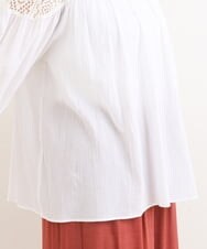 OLBFS13090 eur3(エウルキューブ) 【大きいサイズ】レースギャザーブラウス ホワイト(90)