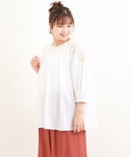OLBFS13090 eur3(エウルキューブ) 【大きいサイズ】レースギャザーブラウス ホワイト(90)